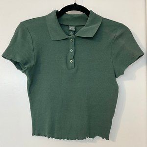 Green Polo With Lettuce Edge